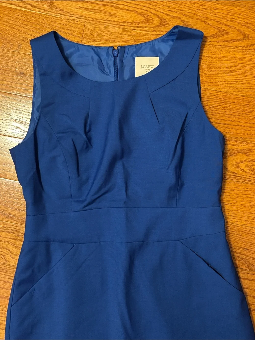 NEW J.Crew Wool Sleeveless Sheath Dress 10P 10 Petite Cobalt Blue Bright Pockets